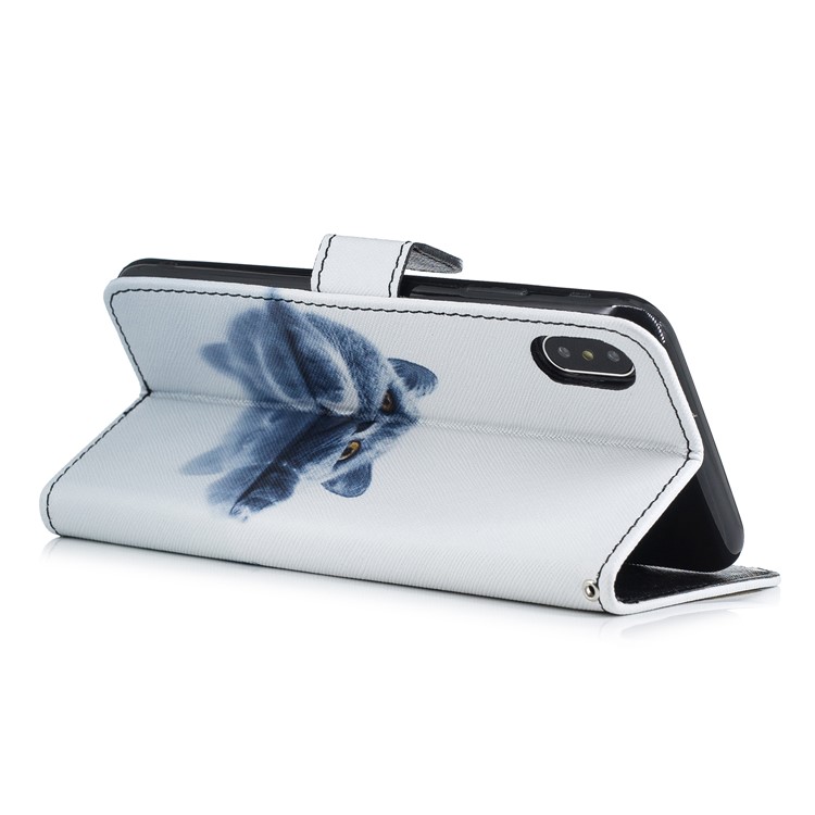 Pattern Printing Wallet Stand Leather Phone Cover Case for iPhone XS Max 6.5 inch - Lazy Cat-4