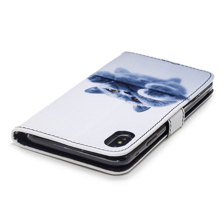 Pattern Printing Wallet Stand Leather Phone Cover Case for iPhone XS Max 6.5 inch - Lazy Cat-7