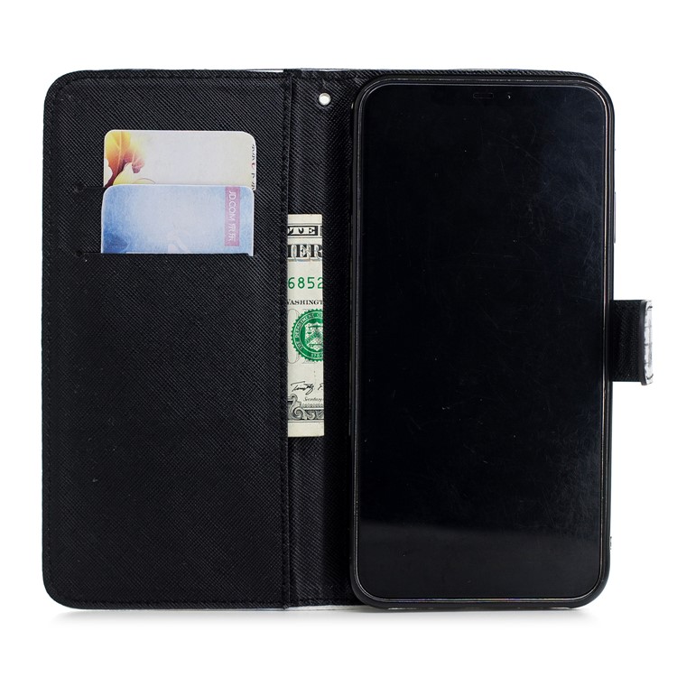 Pattern Printing Wallet Stand Leather Phone Cover Case for iPhone XS Max 6.5 inch - Lazy Cat-8