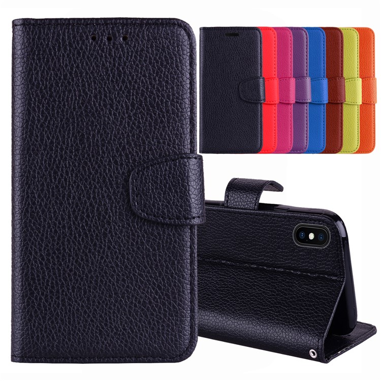 

Litchi Grain PU Leather Stand Wallet Phone Case for iPhone XS Max 6.5 inch - Black, iPhone XS Max 6.5 inch