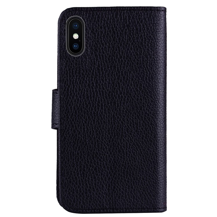 Litchi Grain PU Leather Stand Wallet Phone Case for iPhone XS Max 6.5 inch - Black-4