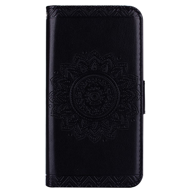 Imprint Mandala Flower Stand Wallet Leather Case for iPhone XS Max 6.5 inch - Black-2