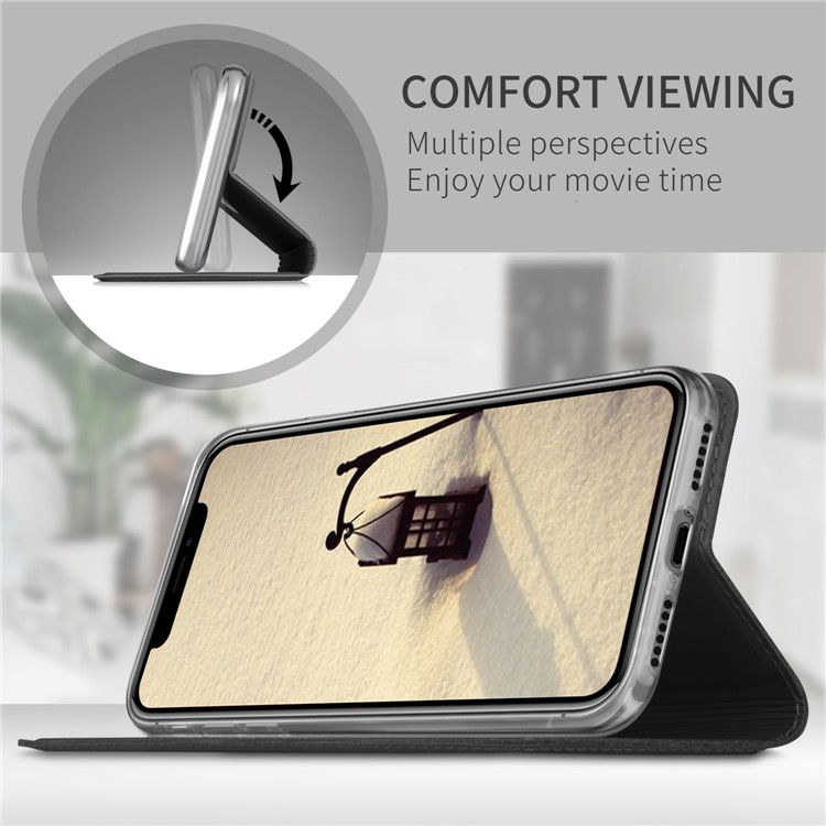 Magnetic Adsorption Leather Flip Stand Case with Card Holder for iPhone Xs 5.8 inch - Black-3