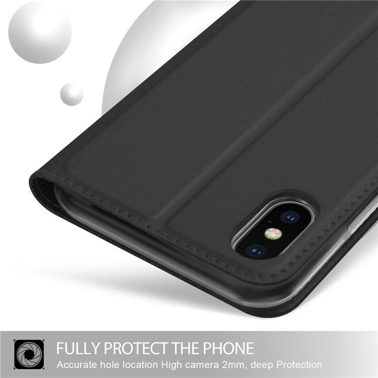 Magnetic Adsorption Leather Flip Stand Case with Card Holder for iPhone Xs 5.8 inch - Black-4
