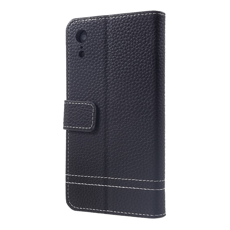 Litchi Texture Wallet Stand Leather Flip Phone Case with Card Holders for iPhone XR 6.1 inch - Black-3