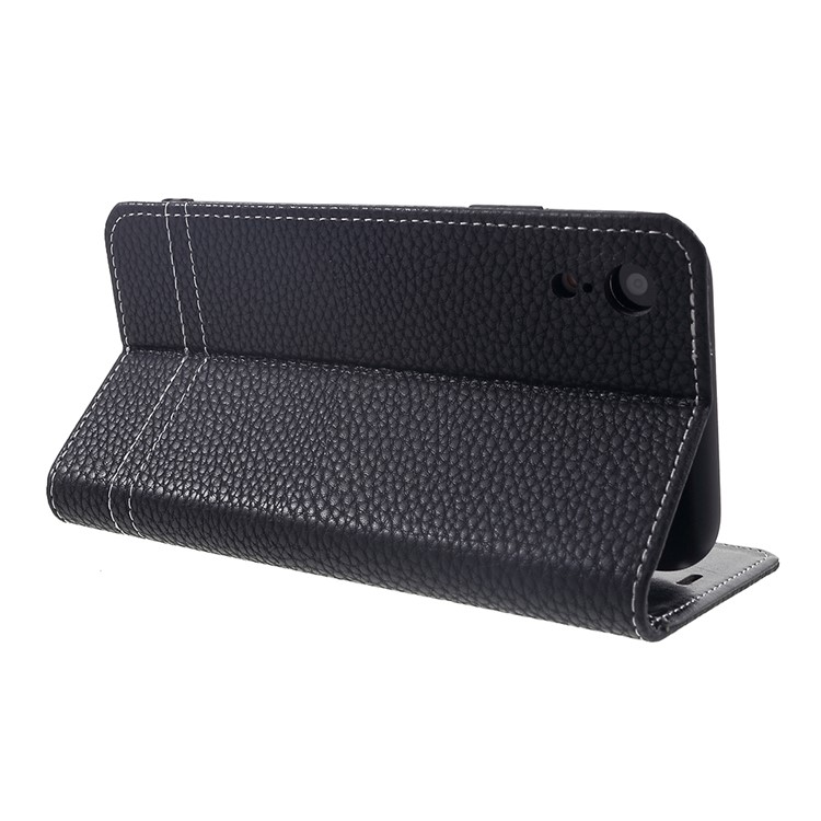 Litchi Texture Wallet Stand Leather Flip Phone Case with Card Holders for iPhone XR 6.1 inch - Black-5