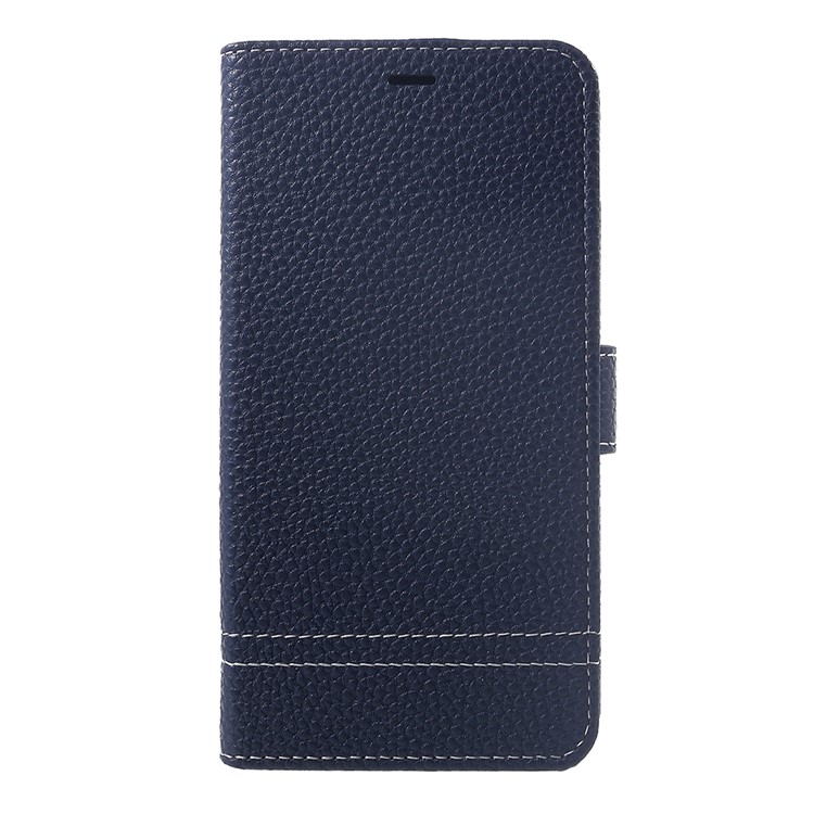 

Litchi Texture Wallet Stand Leather Flip Phone Cover Shell with Card Holders for iPhone XR 6.1 inch - Dark Blue