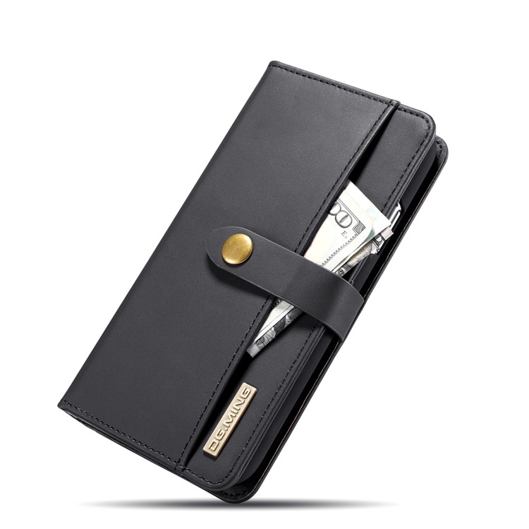 DG. MING Destacável 2-em-1 Carteira De Couro Rachado Shell + PC De Volta Caso Para O Iphone XR De 6,1 Polegadas - Preto-14