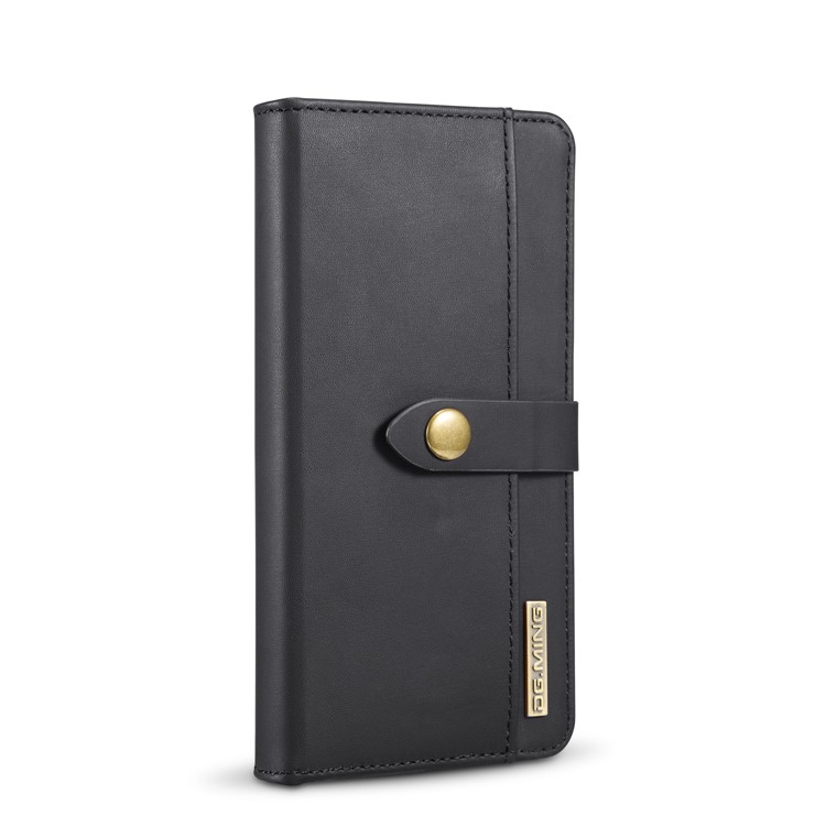 DG. MING Destacável 2-em-1 Carteira De Couro Rachado Shell + PC De Volta Caso Para O Iphone XR De 6,1 Polegadas - Preto-3