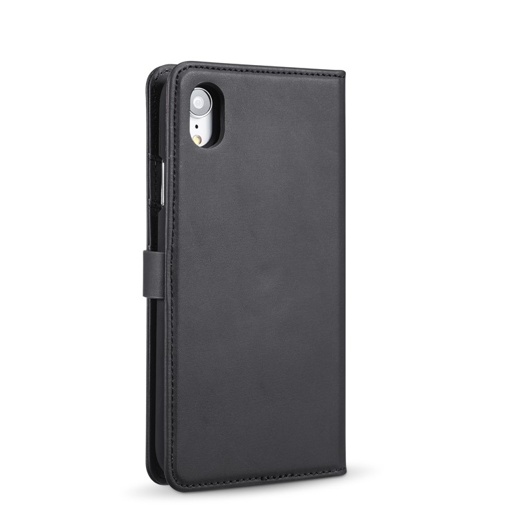 DG. MING Destacável 2-em-1 Carteira De Couro Rachado Shell + PC De Volta Caso Para O Iphone XR De 6,1 Polegadas - Preto-4