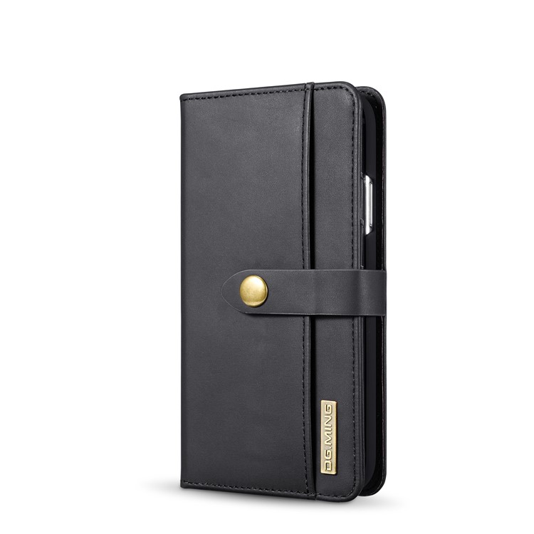 DG. MING Destacável 2-em-1 Carteira De Couro Rachado Shell + PC De Volta Caso Para O Iphone XR De 6,1 Polegadas - Preto-5