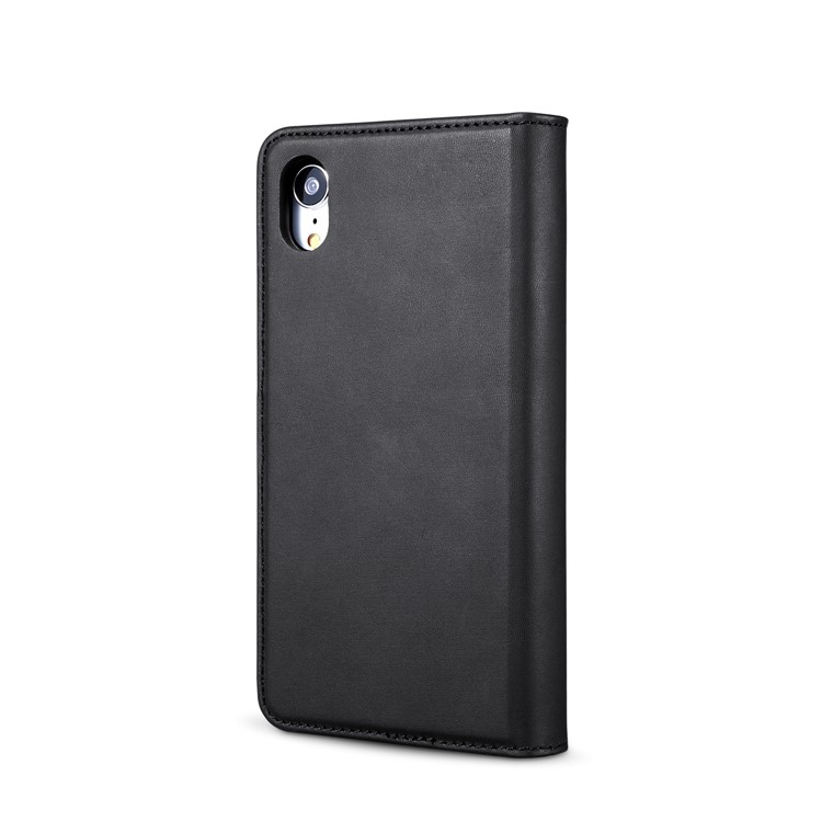 DG. MING Destacável 2-em-1 Carteira De Couro Rachado Shell + PC De Volta Caso Para O Iphone XR De 6,1 Polegadas - Preto-6