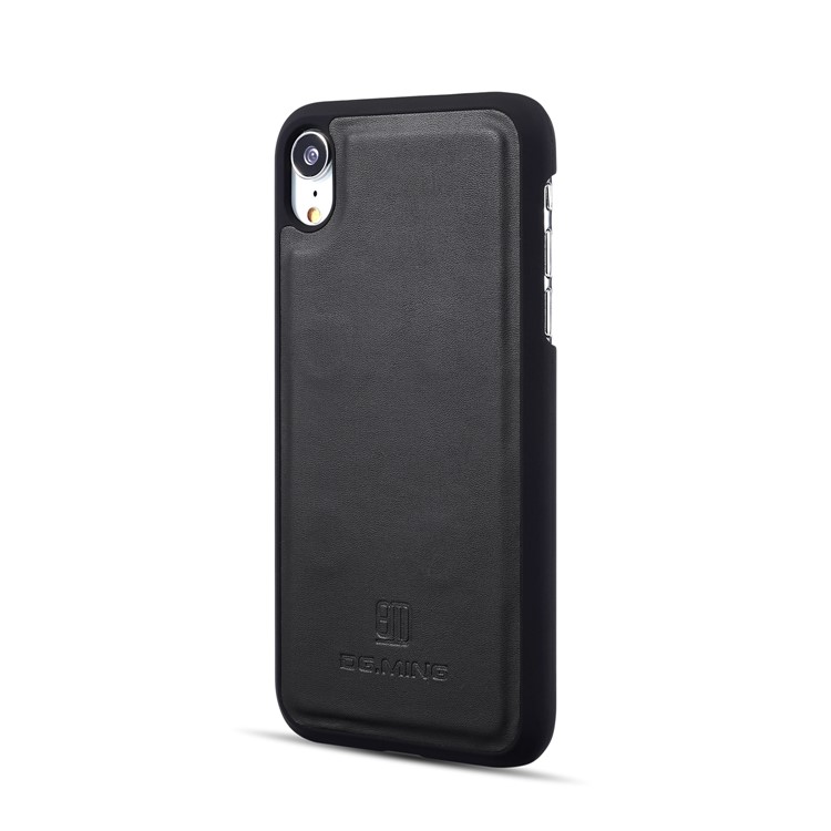 DG. MING Destacável 2-em-1 Carteira De Couro Rachado Shell + PC De Volta Caso Para O Iphone XR De 6,1 Polegadas - Preto-7