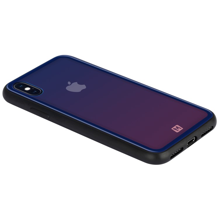 MOMAX Glass Case for iPhone XS 5.8 inch Tempered Glass Back + TPU Hybrid Shell - Blue / Pink-10