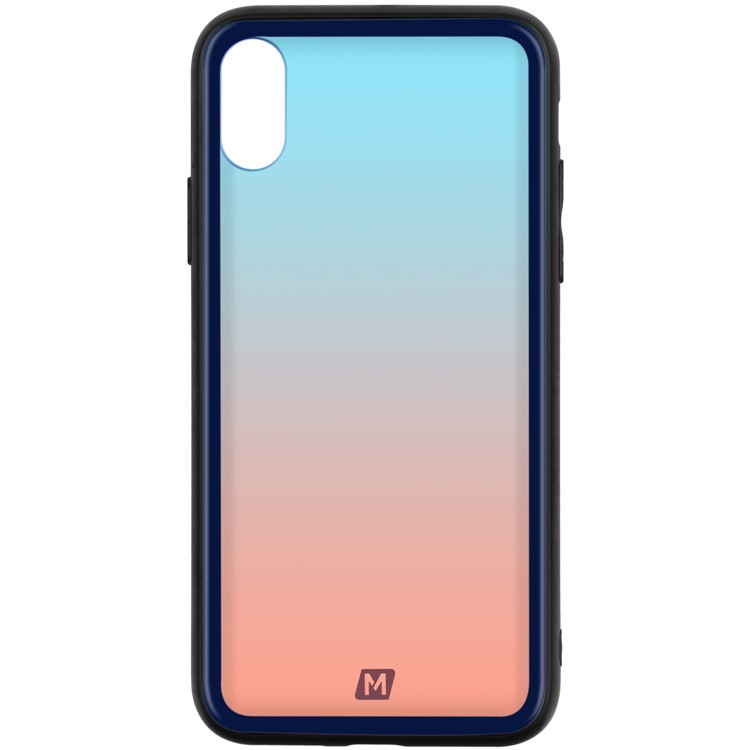 MOMAX Glass Case for iPhone XS 5.8 inch Tempered Glass Back + TPU Hybrid Shell - Blue / Pink-4