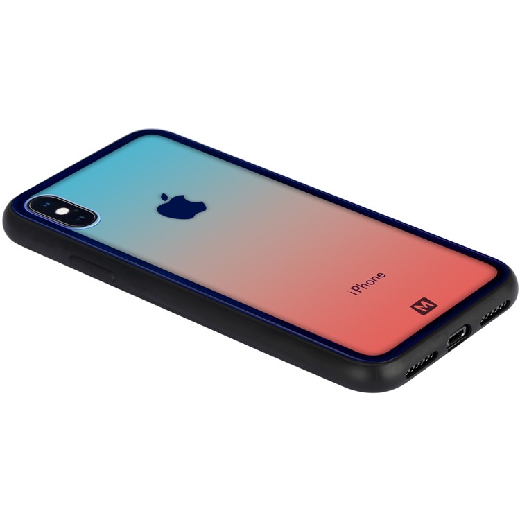 MOMAX Glass Case for iPhone XS 5.8 inch Tempered Glass Back + TPU Hybrid Shell - Blue / Pink-5