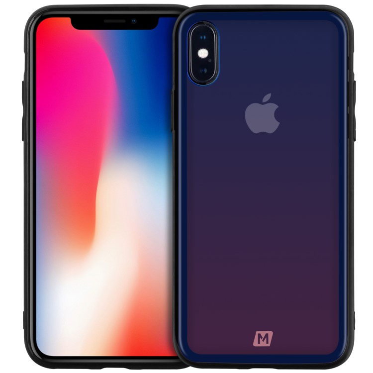MOMAX Glass Case for iPhone XS 5.8 inch Tempered Glass Back + TPU Hybrid Shell - Blue / Pink-8
