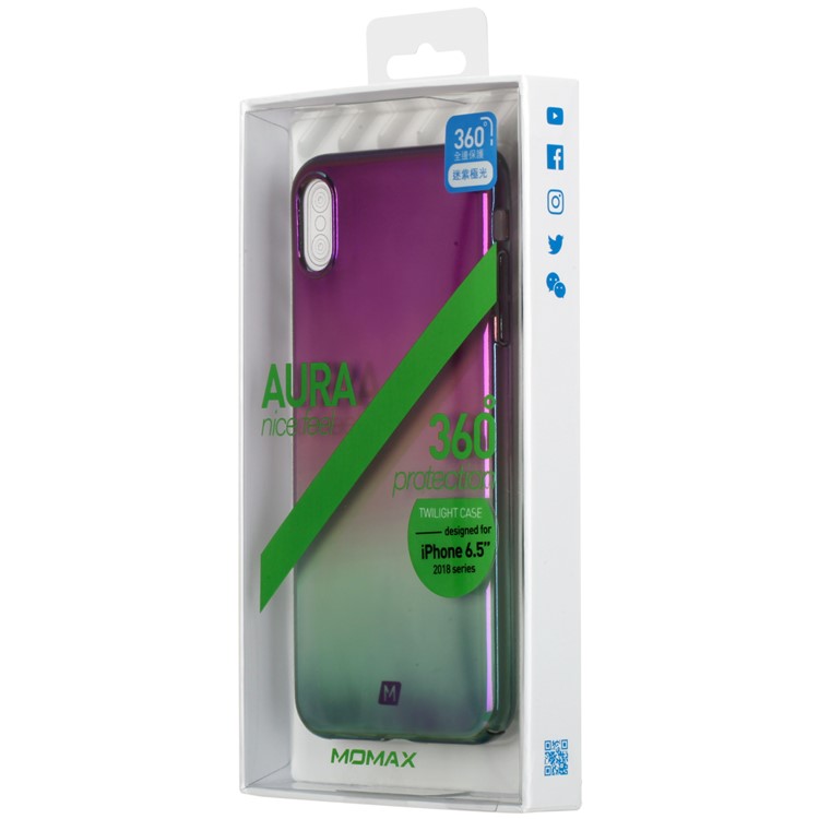 MOMAX Twilight Case for iPhone XS Max 6.5 inch Color Plating PC Protection Phone Case - Purple / Green-9