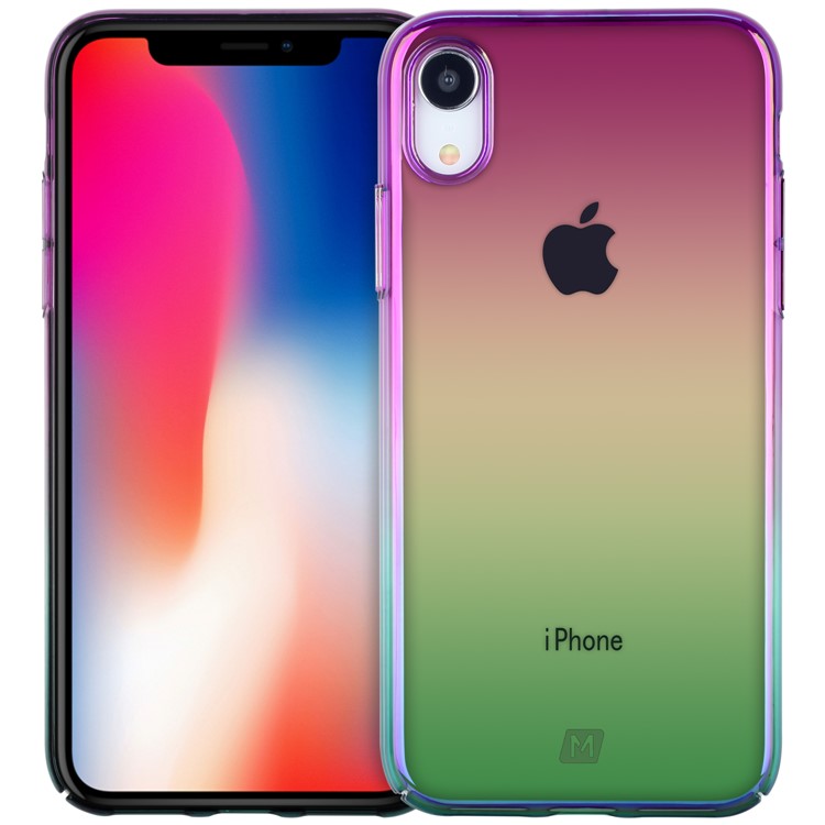 MOMAX Twilight Case for iPhone XR 6.1 inch Color Plating PC Protection Phone Shell - Purple / Green-1
