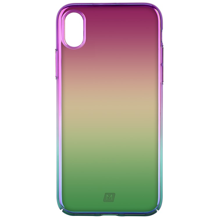 MOMAX Twilight Case for iPhone XR 6.1 inch Color Plating PC Protection Phone Shell - Purple / Green-4