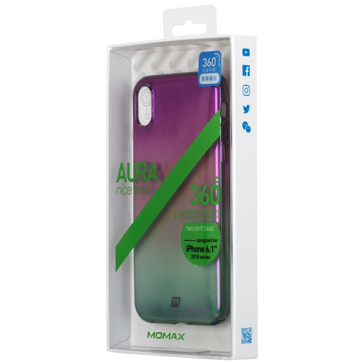 MOMAX Twilight Case for iPhone XR 6.1 inch Color Plating PC Protection Phone Shell - Purple / Green-8