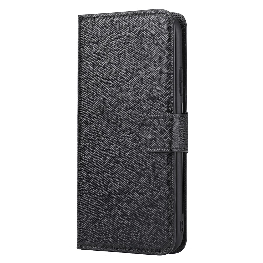 Cross Texture Leather Wallet Case + Removable TPU Back Shell for iPhone XR 6.1 inch - Black-2