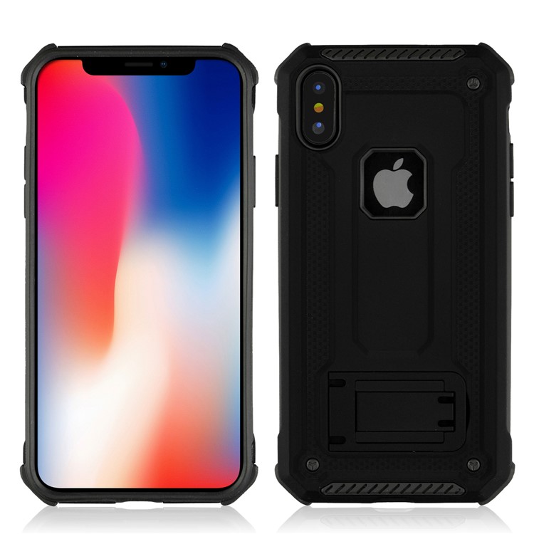 Plastic + TPU Hybrid Phone Case with Kickstand for iPhone XS Max 6.5 inch - Black-2