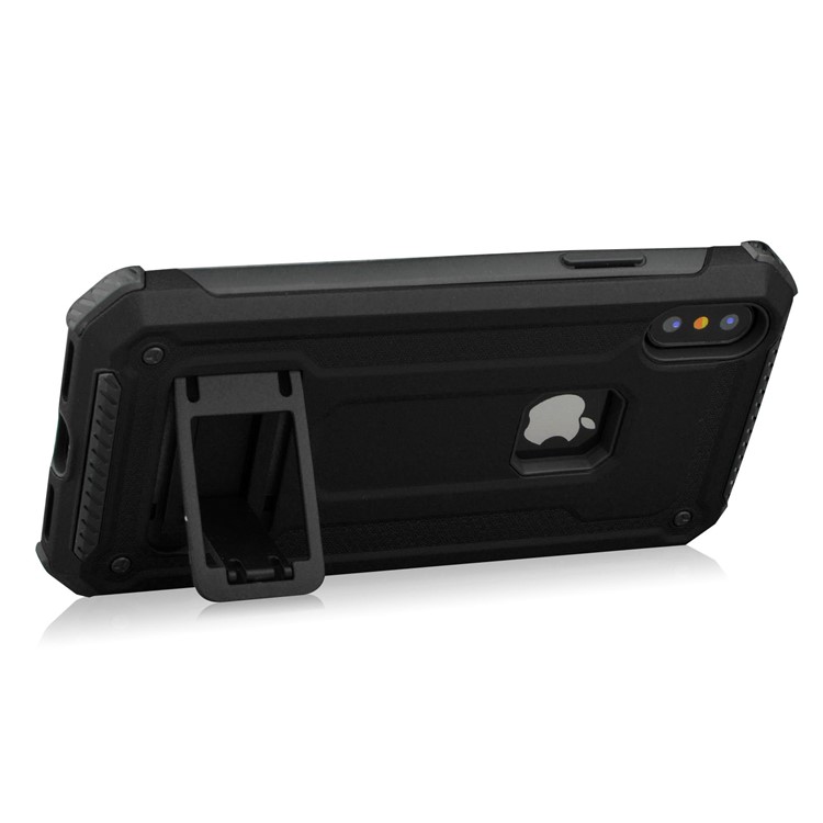 Plastic + TPU Hybrid Phone Case with Kickstand for iPhone XS Max 6.5 inch - Black-3