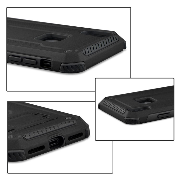 Plastic + TPU Hybrid Phone Case with Kickstand for iPhone XS Max 6.5 inch - Black-4