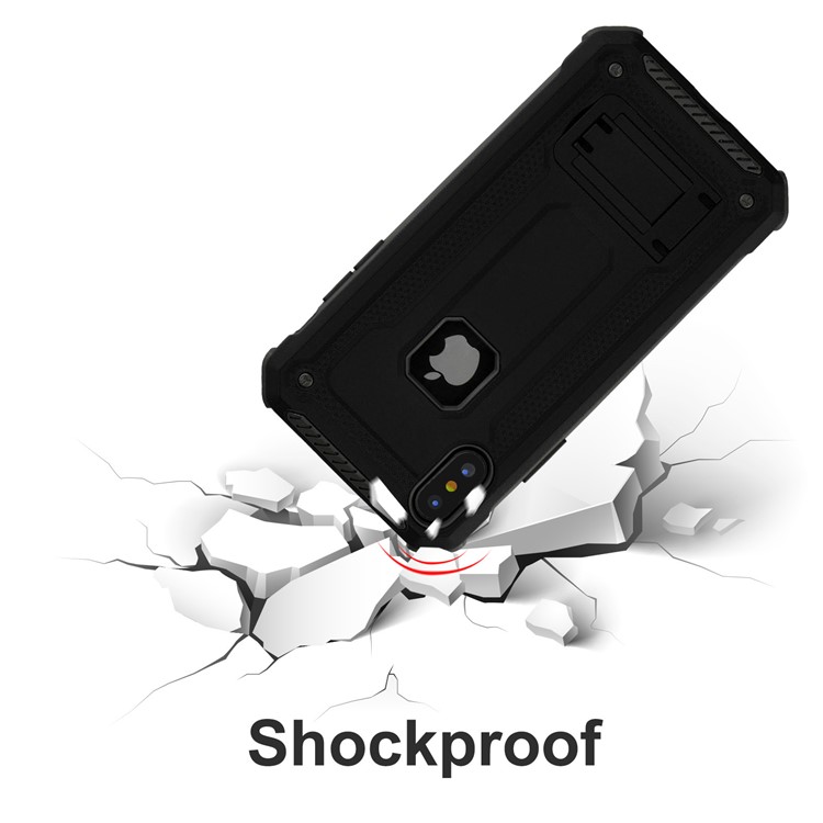 Plastic + TPU Hybrid Phone Case with Kickstand for iPhone XS Max 6.5 inch - Black-5