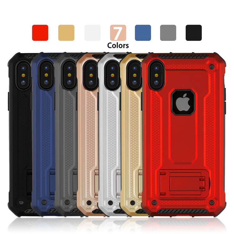 Plastic + TPU Hybrid Phone Case with Kickstand for iPhone XS Max 6.5 inch - Black-7