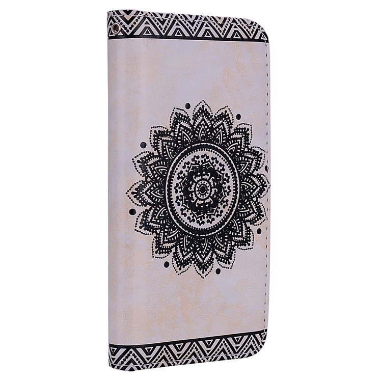 For iPhone XS Max 6.5 inch Imprint Mandala Flower Leather Wallet Cover - White-3