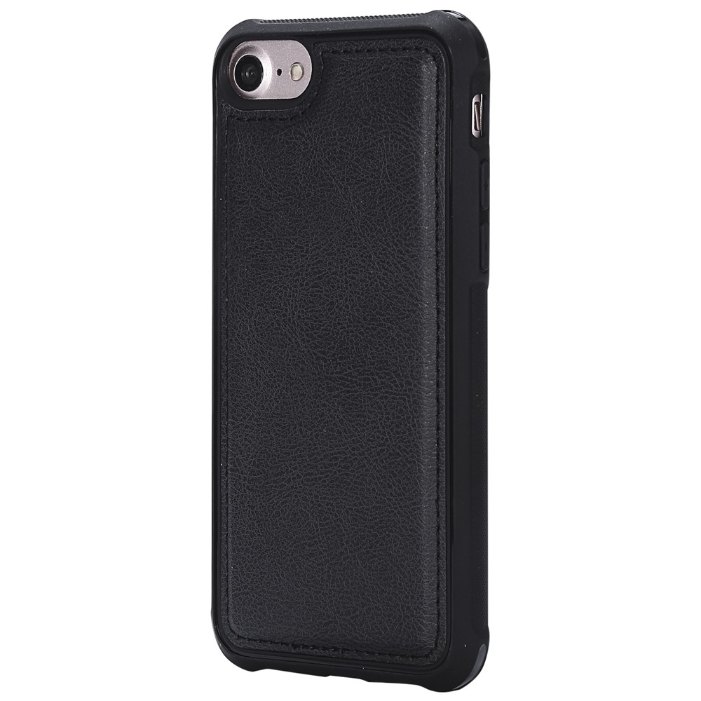 KT Série Multifonctionnelle-4 Détachable 2-en-1 Tpu + Portefeuille à Fermeture Éclair Support en Cuir PU en Cuir Pour Iphone 6s / 6/7 / se (2020) / se (2022) / 8 4,7 Pouces - le Noir