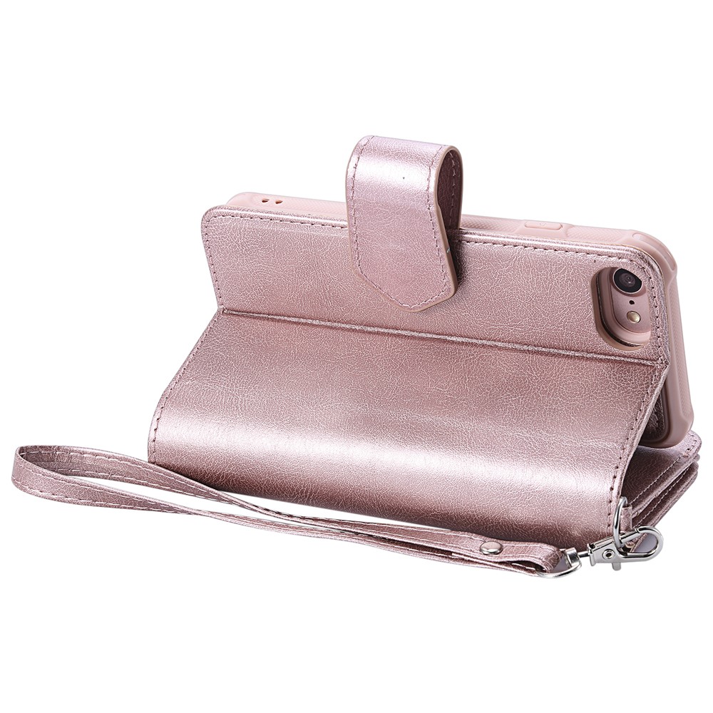 Detachable 2-in-1 TPU + Zipper Wallet Stand PU Leather Portable Cover for iPhone 6s/6/7/8 4.7 inch - Rose Gold-11
