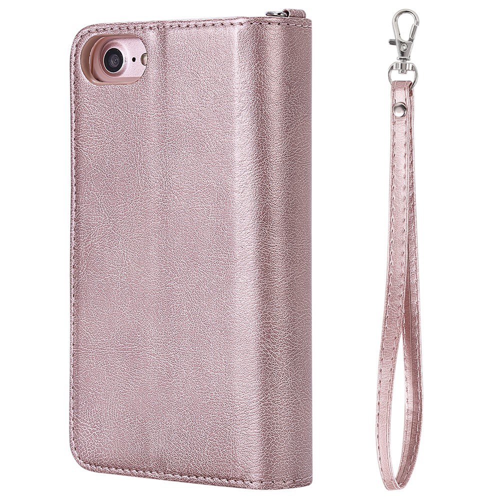 Detachable 2-in-1 TPU + Zipper Wallet Stand PU Leather Portable Cover for iPhone 6s/6/7/8 4.7 inch - Rose Gold-5