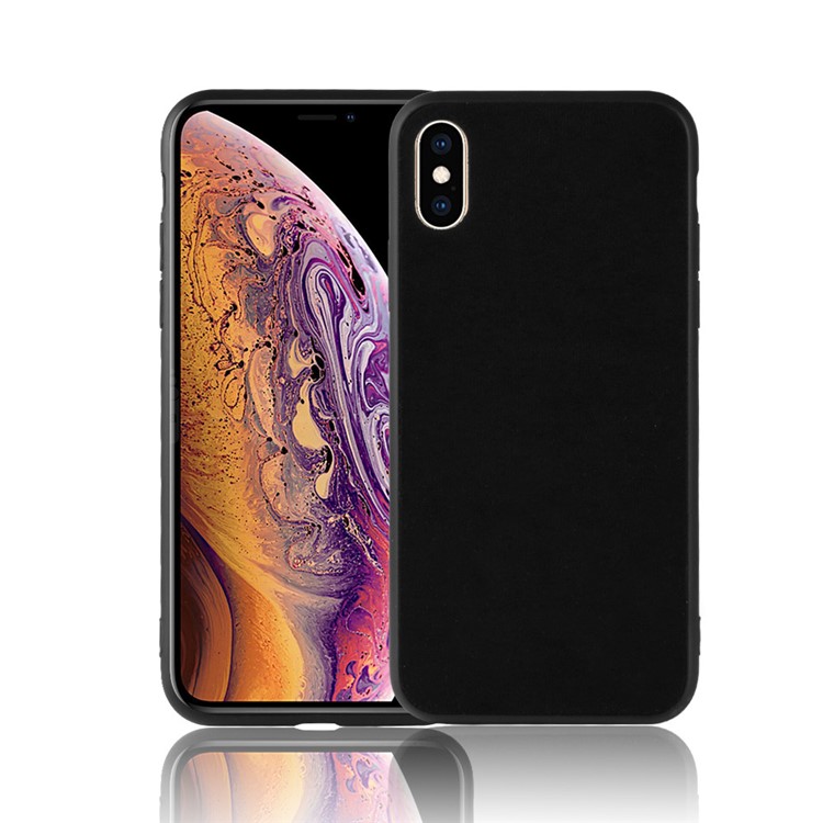 O Pano De Veludo Retro Revestiu O Escudo Híbrido De PC + TPU Para O Iphone Xs 5,8 Polegadas - Preto-1