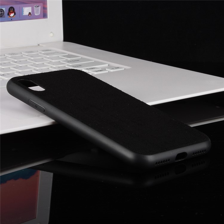 O Pano De Veludo Retro Revestiu O Escudo Híbrido De PC + TPU Para O Iphone Xs 5,8 Polegadas - Preto-7