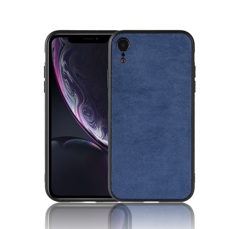 

Ретро Бархатная Ткань С Покрытием PC + TPU Гибридная Оболочка Корпуса Для Iphone XR 6.1 Inch - Синий, iPhone XR