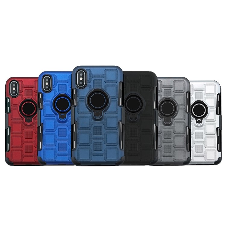 For iPhone Xs 5.8-inch TPU PC Belt Clip Hybrid Cover | Geometric Pattern | Black Kickstand and Magnet Iron - Black-15