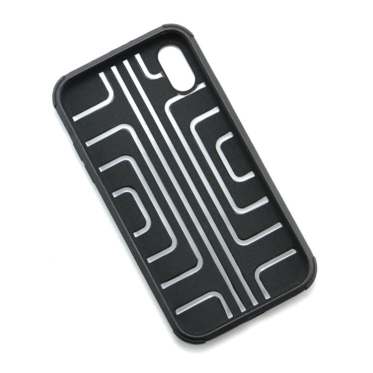 For iPhone Xs 5.8-inch TPU PC Belt Clip Hybrid Cover | Geometric Pattern | Black Kickstand and Magnet Iron - Black-7