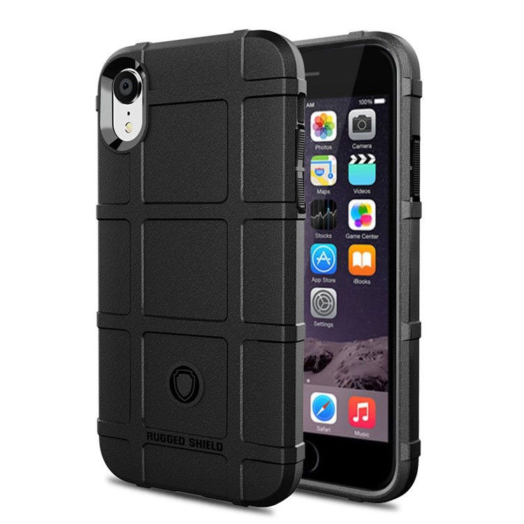 

For iphone XR 6.1 inch Rugged Shield Series Thick TPU Shock Absorption Mobile Phone Case Accessory - Black, iPhone XR