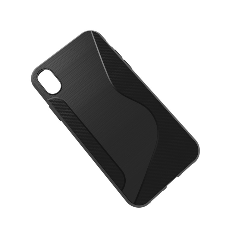 S Shape Soft TPU Protective Phone Back Case for iPhone XS Max 6.5 inch - Black-2
