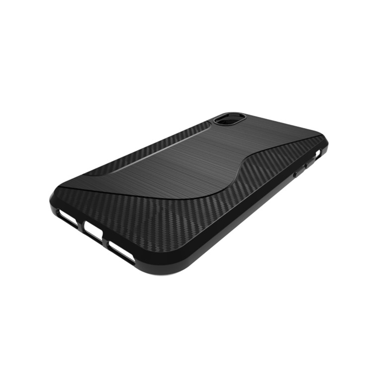 S Shape Soft TPU Protective Phone Back Case for iPhone XS Max 6.5 inch - Black-6