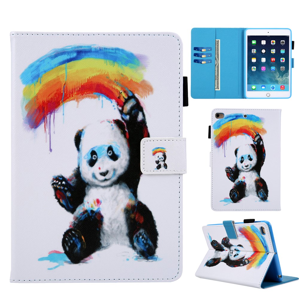 Узорная Кожаный Чехол Для Кошелька Для Ipad 9.7 (2018) /9.7 (2017) / Air 2 / Air - Окрашенная Панда-1