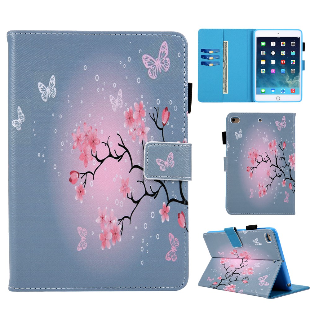 Pattern Printing Leather Cover Wallet Stand Shell for iPad 9.7 (2018)/9.7 (2017)/Air 2/Air - Butterfly and Flower