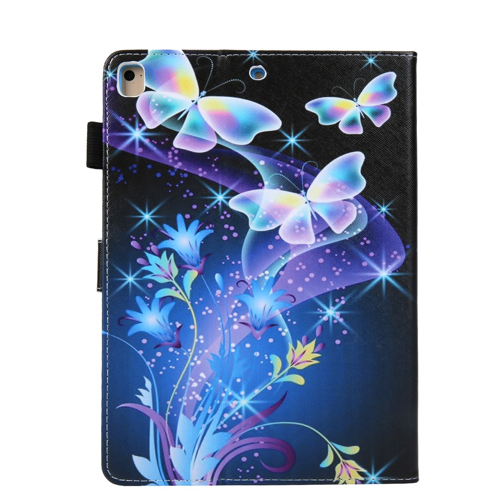 Pattern Printing Cheather Cover Stand Stand Shell Para Ipad 9.7 (2018) /9.7 (2017)/Air 2/Air - Borboleta de Cristal Colorida