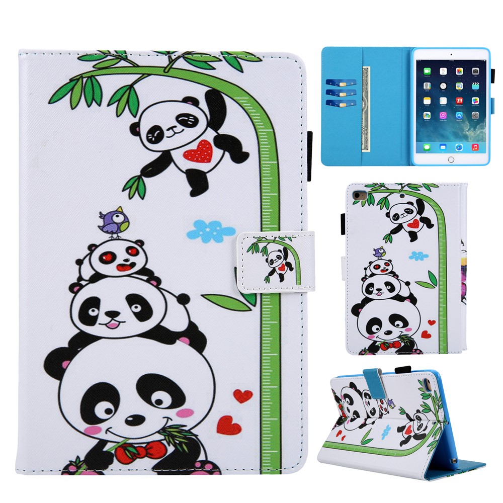 Модель Печать Кошелек Подставка Кожа Флип Чехол Для Ipad 9,7 (2018) / 9,7 (2017) / Воздух 2 / Воздух - Панда На Бамбуке-1