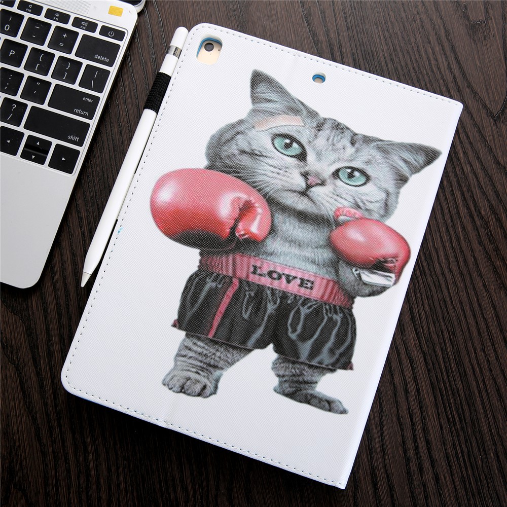 Wallet Stand Pattern Printing Leather Cover Shell for iPad 9.7 (2018)/9.7 (2017)/Air 2/Air - Cat-7