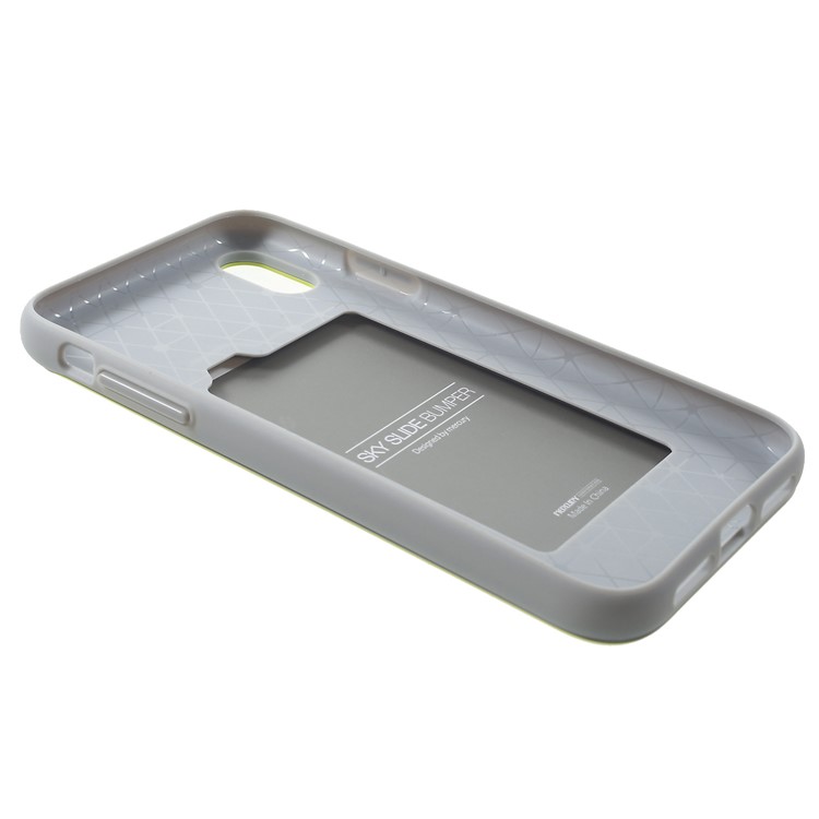 MERCURY GOOSPERY Sky Series Card Holder Slide PC TPU Hybrid Mobile Casing for iPhone XR 6.1 inch - Green-6