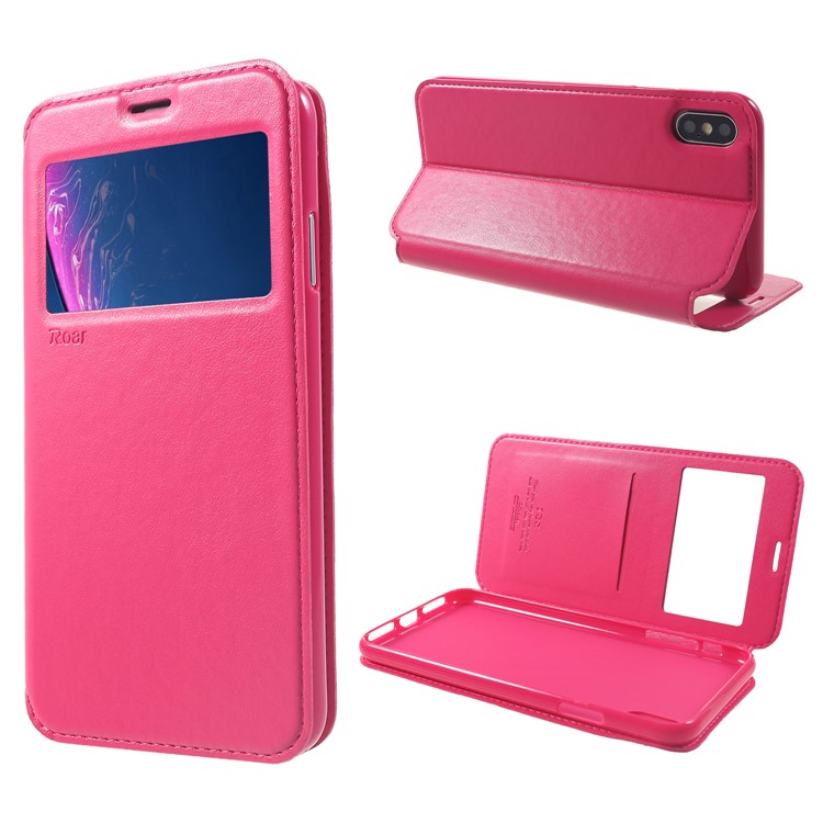 ROAR KOREA for iPhone XS Max 6.5 inch Noble Leather View Window Case Card Holder Cover - Rose-1